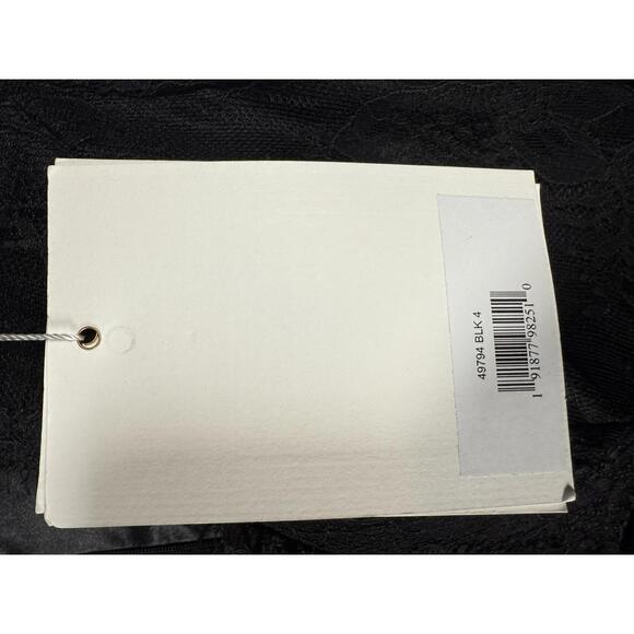 NWT Mac Duggal 49794 Black Long Sleeve Deep V Lace Babydoll Dress Size 4 - Picture 8 of 10